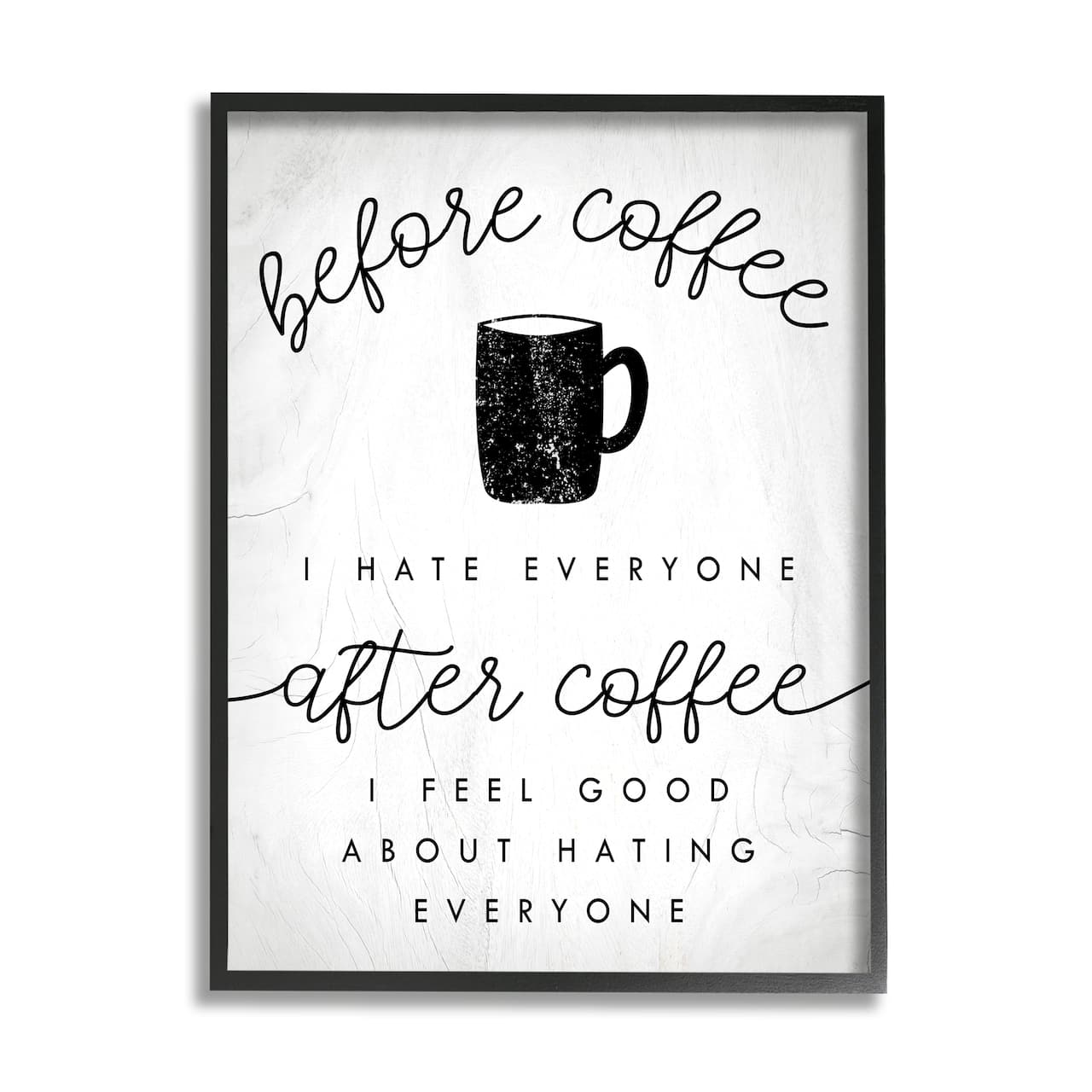 Stupell Industries Before Coffee After Coffee Wall Art in Black Frame